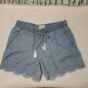 St. John's Bay Light Blue Embroidered High Waist Shorts